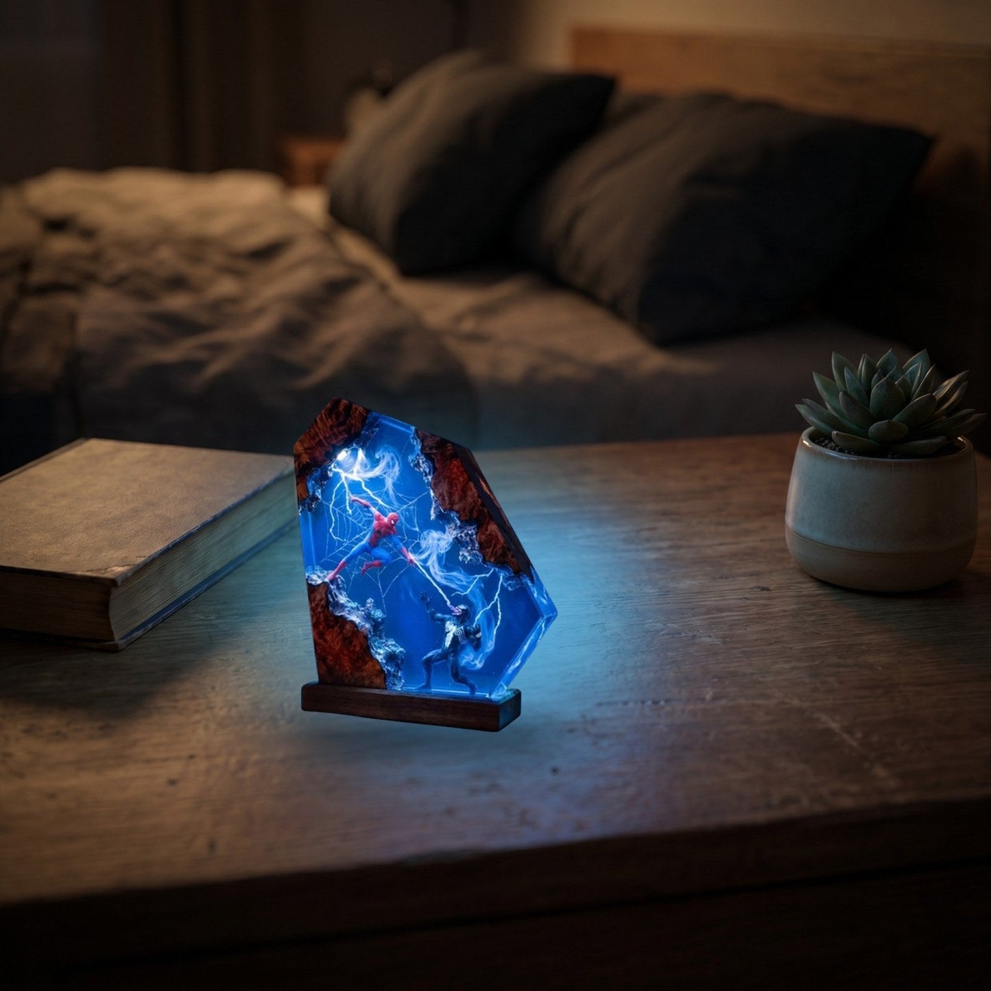 Resylume Portal Duel resin lamp used as a night light